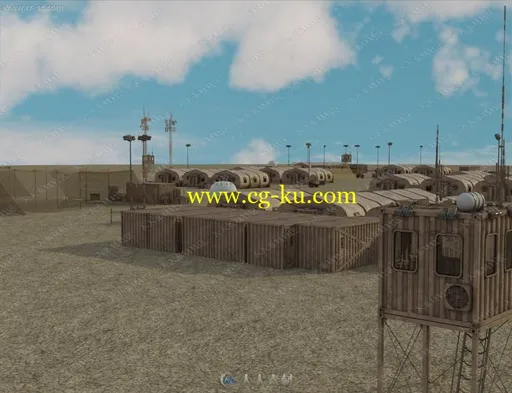 探险军事基地前线哨岗布局设备3D模型的图片2