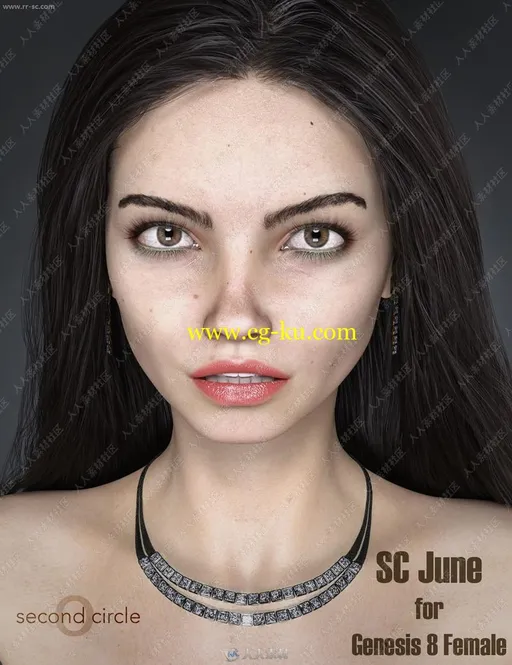 深邃五官妆容多组瞳孔颜色纤瘦女孩3D模型的图片1