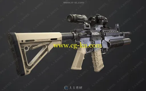 超精细M4A1卡宾枪3D模型的图片1