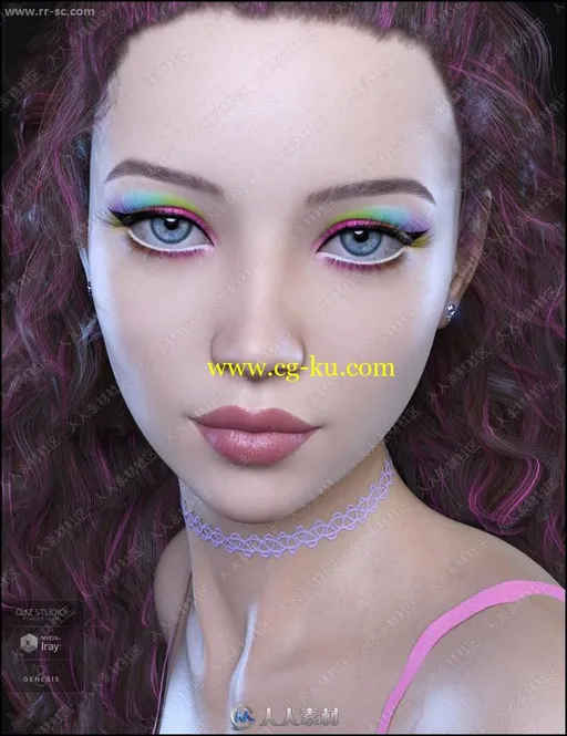 糖果彩虹系妆容时尚魅力女孩3D模型的图片1