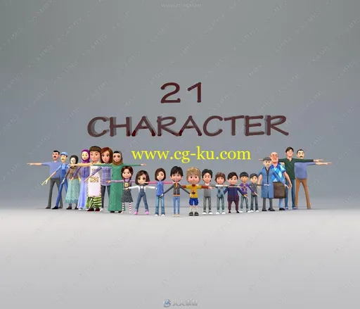 21组卡通风格生活人物角色3D模型合集的图片2
