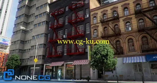 纽约城市街道建筑景观全细节3D模型合集的图片1