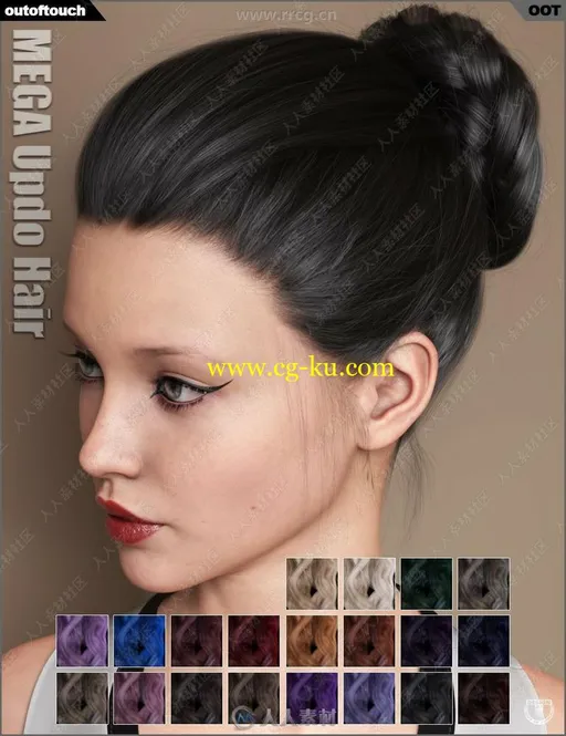 不同类型女性刘海发型头发3D模型合集的图片2