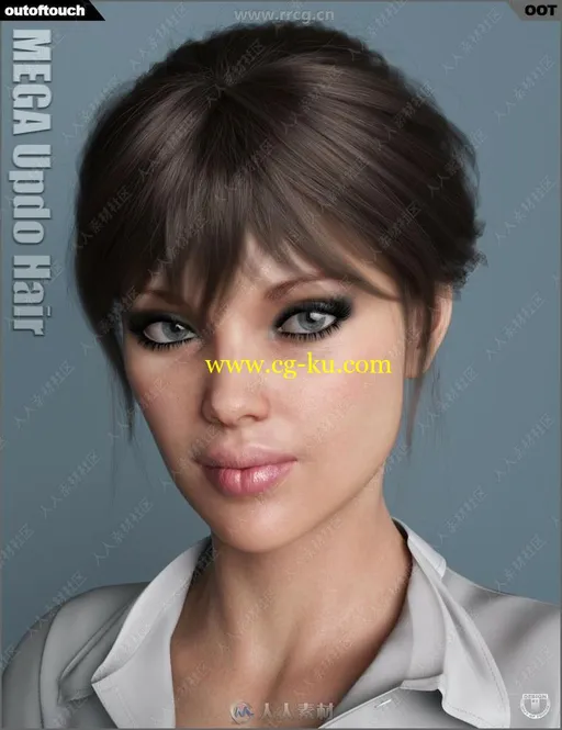 不同类型女性刘海发型头发3D模型合集的图片3