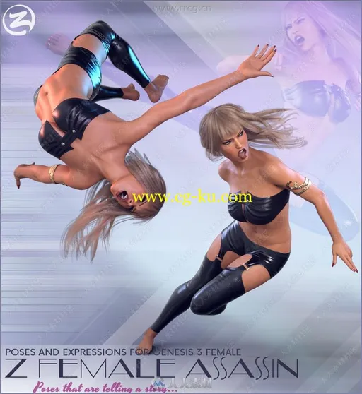 20组女性格斗家战斗姿势动作3D模型合集的图片1