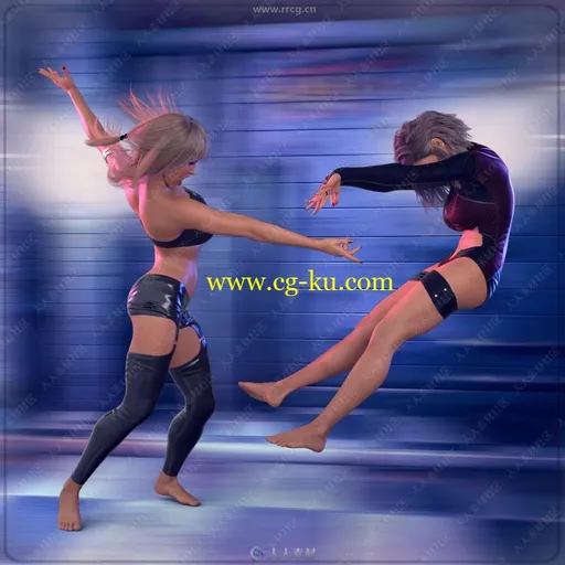20组女性格斗家战斗姿势动作3D模型合集的图片2