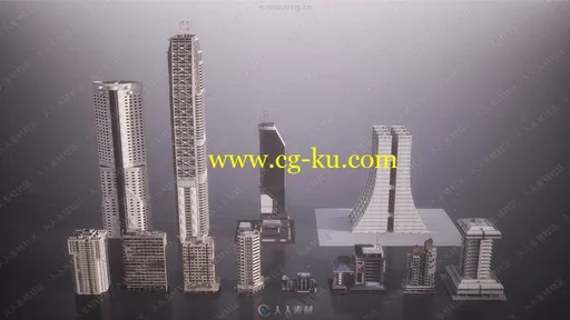 博赛朋克未来东京上海建筑场景3D模型合集的图片1