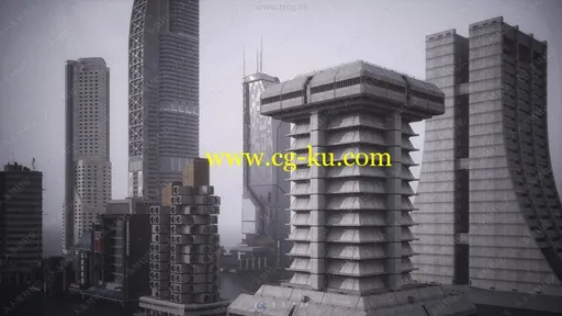 博赛朋克未来东京上海建筑场景3D模型合集的图片2