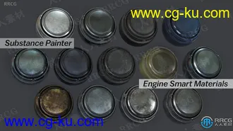 13组汽车金属引擎Substance Painter高质量智能PBR材质合集的图片1