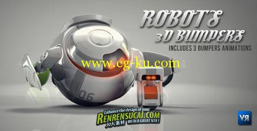 《3D可爱机器人Logo AE模板》Videohive Robots 3D logo bumpers 537718 After Effe...的图片1