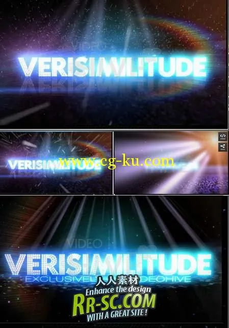 震撼的霓虹灯logo演绎 AE片头模板 Videohive verisimilitude text logo 53532的图片1