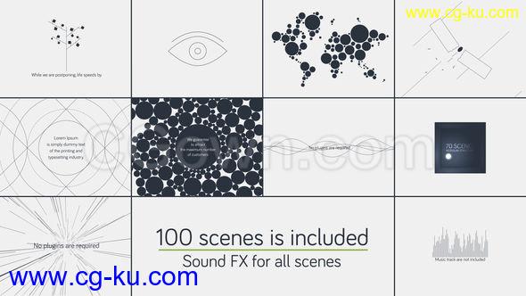 100组创意简约动力学图形动画场景展示包含音效-AE模板下载的图片1