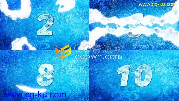 10种不同的冬季雪花霜冻冰破裂遮罩转场效果过渡动画-AE模板下载的图片1