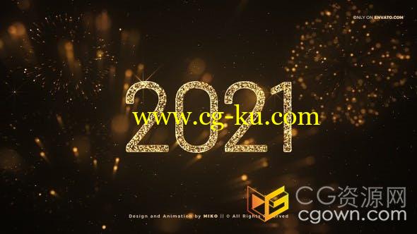 2021年黄金烟花背景新年晚会公司年会活动派对舞台倒数定格画面-视频素材的图片1