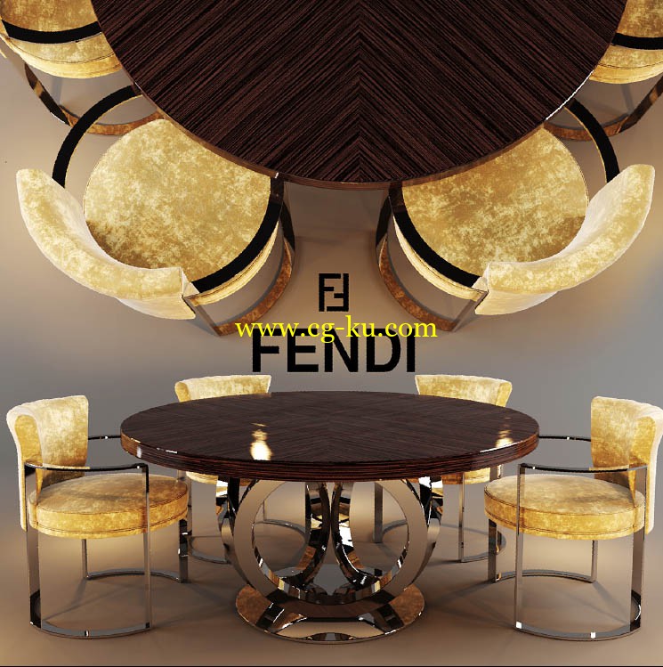 3dsmax 一套奢华桌椅fendi模型的图片1