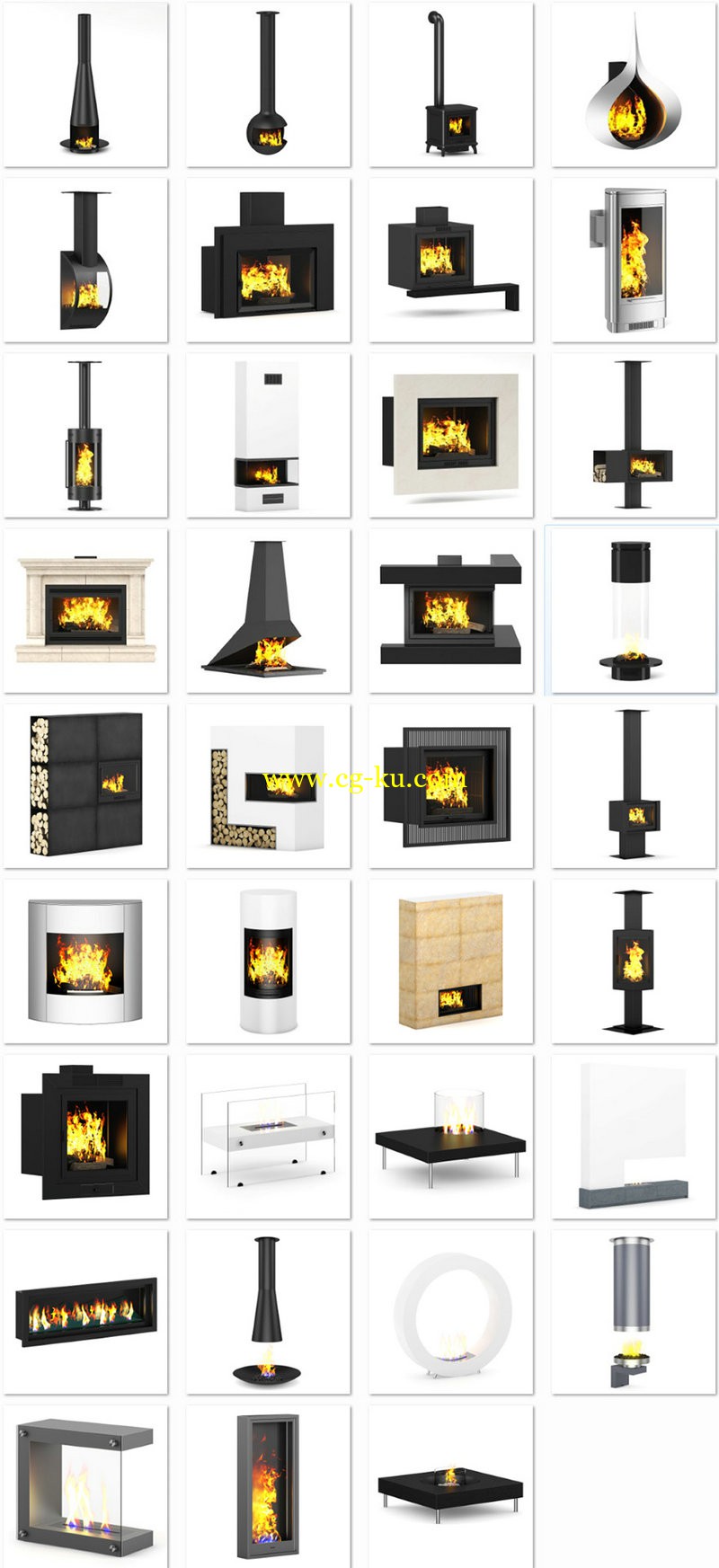 ​CGAxis Models Volume 45 3D Fireplaces + Render Scene的图片1