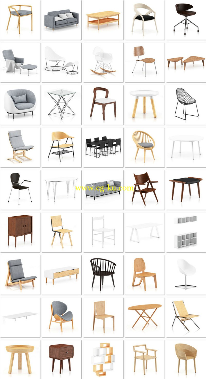 CGAxis Models Volume 48 3D Modern Furniture的图片1
