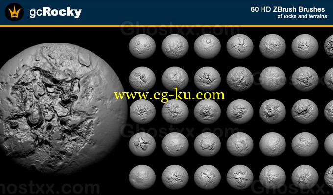 Gumroad - gcRocky 60 HD Zbrush Brush Pack的图片1