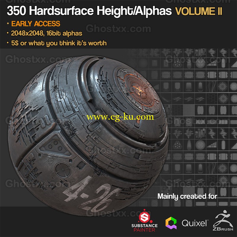 Gumroad - SP/Quixel 350 Hardsurface Height/Alpha Vol 2的图片1