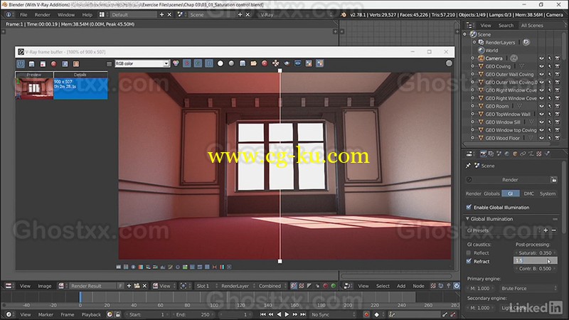 Lynda - V-Ray Control Color Bleed in Blender的图片1