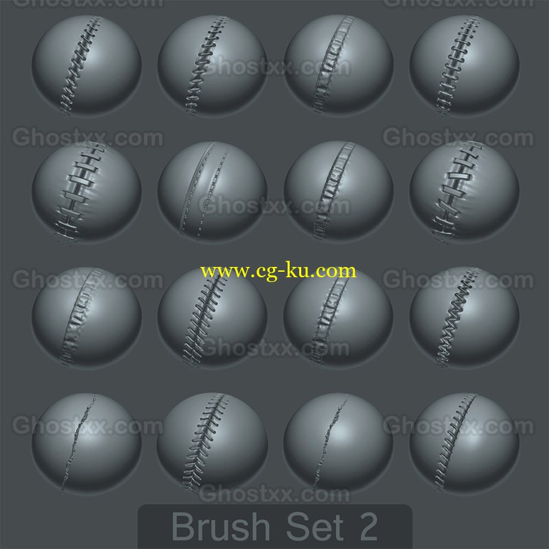 Gumroad - 16 Custom Seam-Stitch Brushes for ZBrush SET #2的图片1