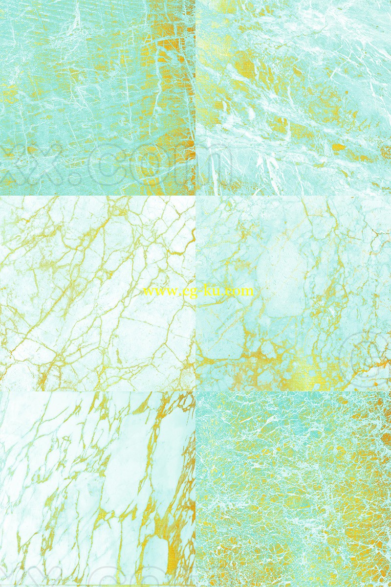 creativemarket - 123 Marble Blue & Gold Textures的图片1