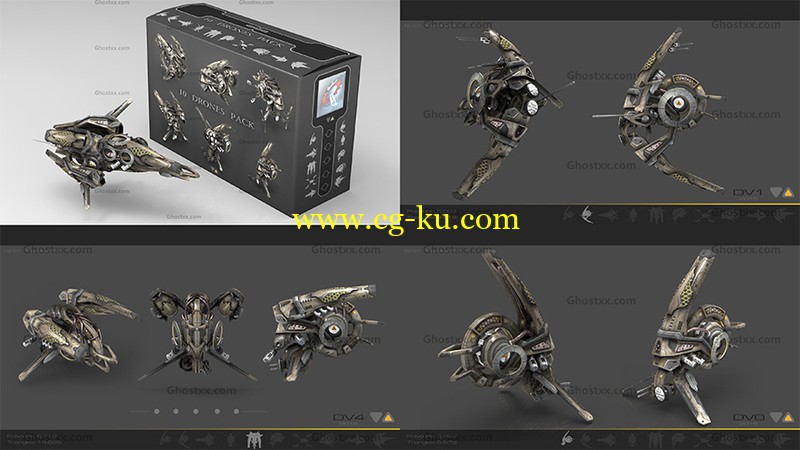 10 Drone SciFi Pack - 3D Model的图片1