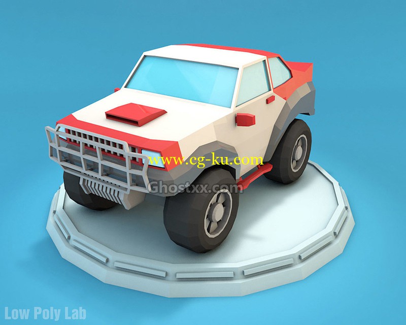 Cartoon Racing Jeep Low Poly - 3D Model的图片1