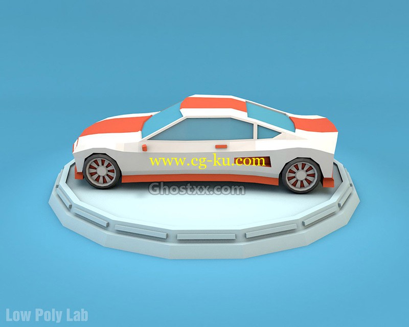 Cartoon Sport Car Low Poly - 3D Model的图片1