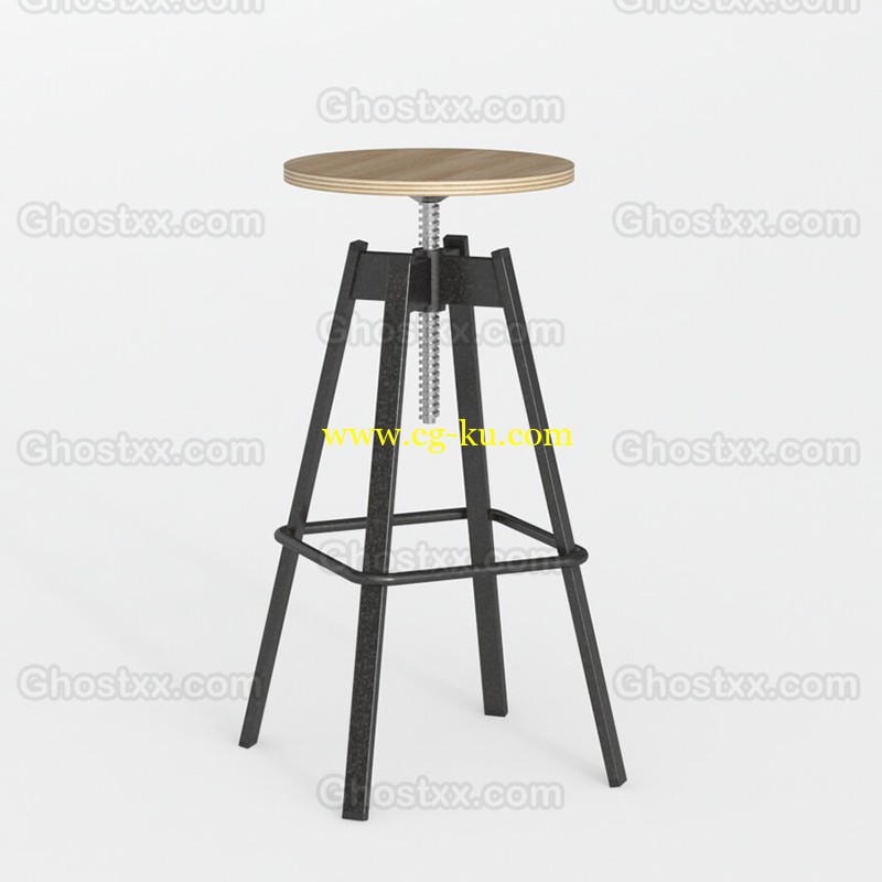 Industrial Barstool 001 - 3d model的图片1