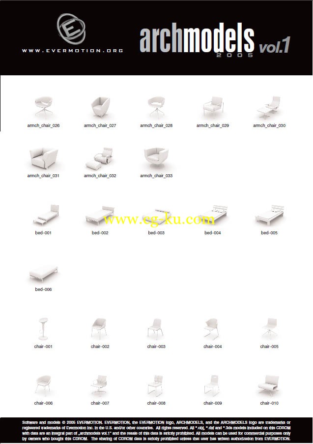 Evermotion Archmodels Vol 01 (椅子，床，沙发，桌子)的图片3