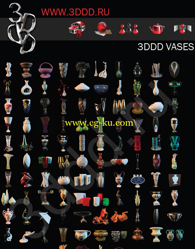 3ddd Vases 3dmodels（花瓶）的图片1