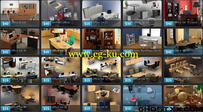 humster3d - 27 Office Sets and Office Furniture 3D Models的图片1