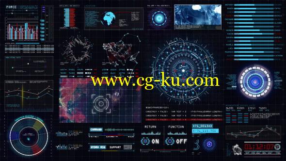 AE模板：高科技HUD信心数据UI触控界面动画 Sci-fi Interface HUD的图片1