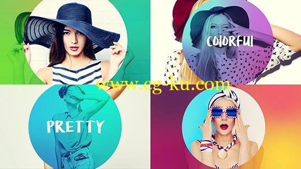 AE模板：时尚流行轻快炫彩图文切换展示效果  Colorful Opener的图片1
