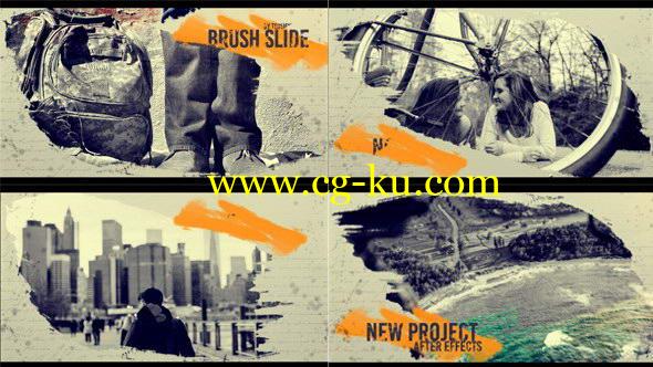 AE模板：笔刷涂鸦切换转场图文展示效果 Brush Slide的图片1