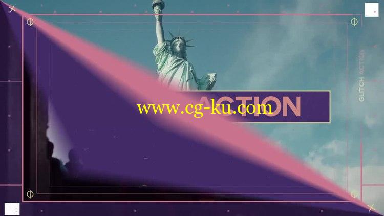 AE模板：画面故障坏像素干扰图像展示 Glitch Action Slides的图片1
