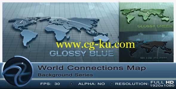 视频素材：三维世界地图连线动画 World Connections Map Background的图片1