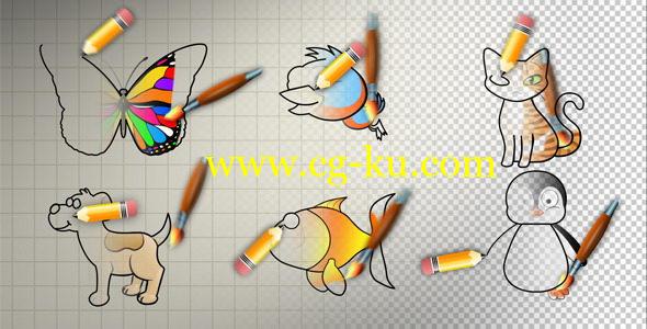 视频素材：可爱卡通手绘涂鸦动画 Animal Cartoon Paint的图片1