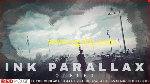AE模板：中国风水墨晕开遮罩动画图文介绍展示 Ink Parallax Opener的图片1