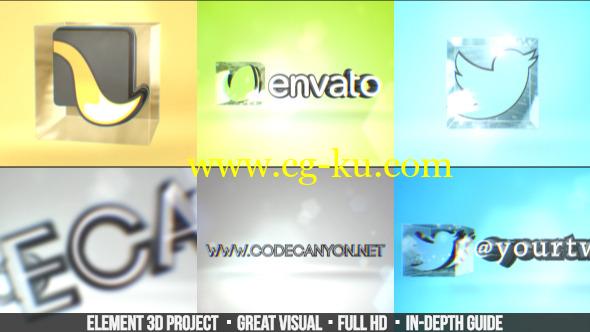 AE模板：E3D简洁透明三维LOGO标志片头 Simple 3D Logo的图片1