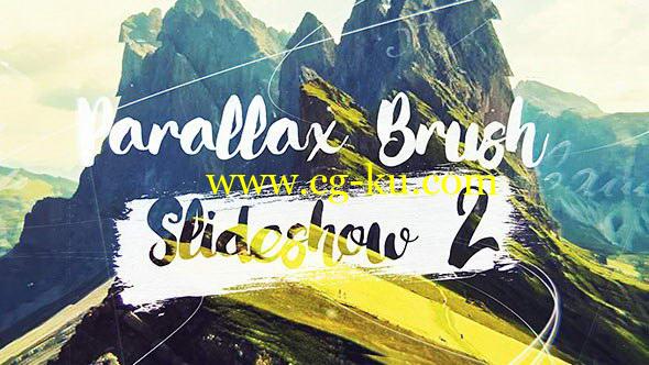 AE模板：水墨画笔遮罩幻灯片文字标题动画展示 Parallax Brush 2的图片1