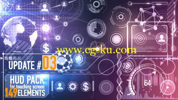 视频素材：149个高科技HUD元素动画 149 HUD Elements Pack for Touch Screen的图片1