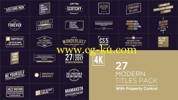AE模板：27种4K文字标题动画 Titles Pack的图片1