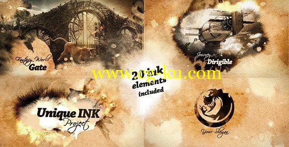 AE模板：复古中国风水墨散开遮罩图文展示动画 Unique Ink的图片1