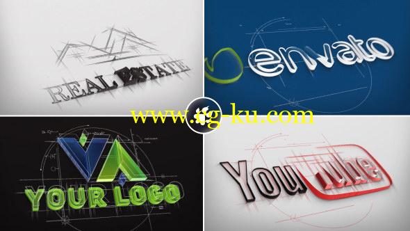 AE模板：手绘线条三维立体LOGO标志展示 Architect Sketch Logo的图片1