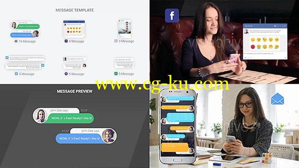 AE模板：手机信息聊天弹窗对话动画 SMS Messages Chat Notify Elements的图片1