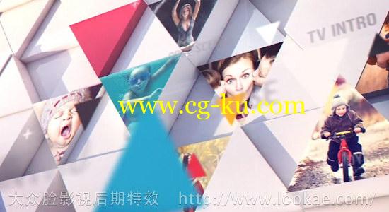 AE模板：立体三角形图形照片墙动画 White Triangles Opener的图片1