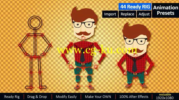 AE模板：MG卡通人物骨骼绑定动画预设工具 Ready Rig for Your Character的图片1