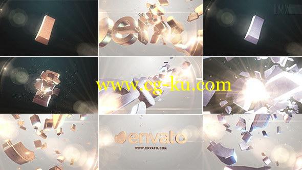 AE模板：三维金色立体LOGO标志碎块片头 3D Gold And Silver Shatter Logo的图片1